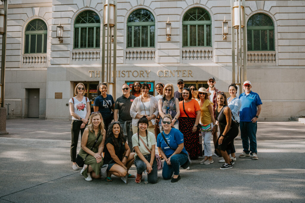 a group of people posing for the camera